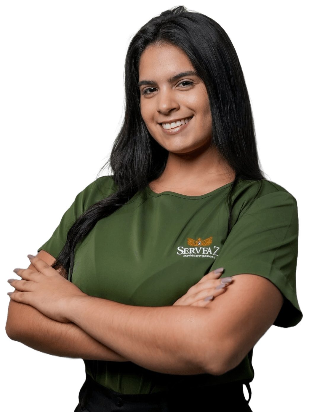 Colaboradora da Servfaz sorrindo